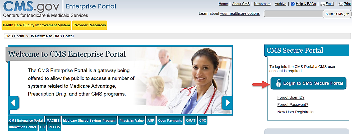 CMS Portal Login to CMS Secure Portal Web Page
