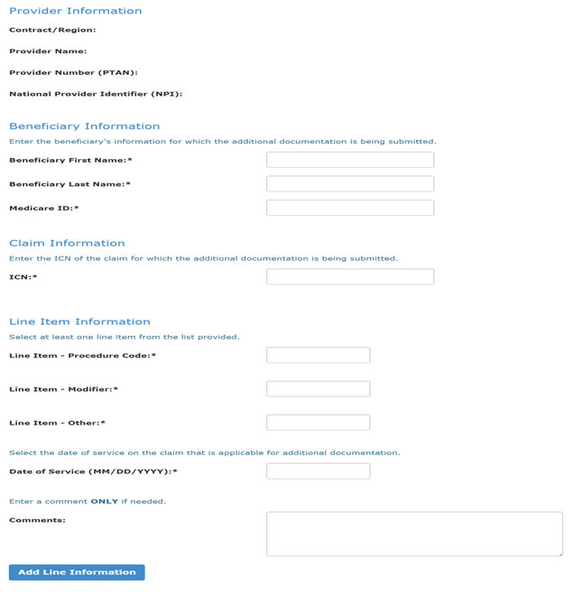 Fill in all additional required (*) fields as listed on form
