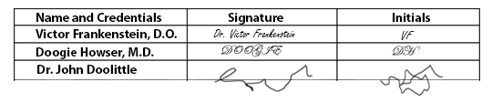 Signature Examples
