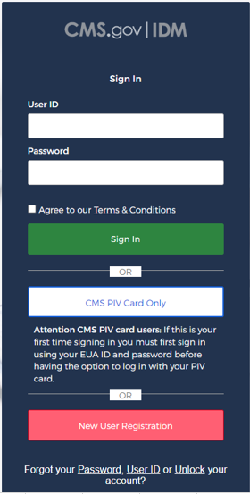 Register for IDM screen
