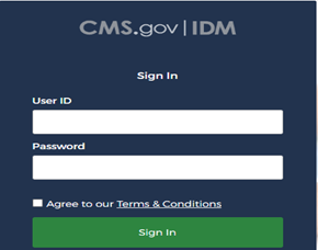 CMS.gov log in screen